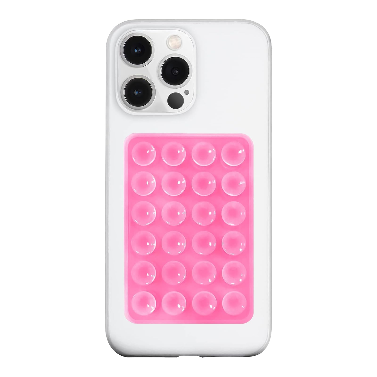 Silicone Suction Phone Case Mount, Silicon Adhesive Phone Accessory for Smartphones, Hands-Free Mirror Shower Phone Holder for Selfies, Tiktok Videos (Light Pink)